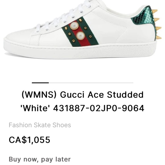 Women's Gucci White Ace Pearl And Stud-Detail Leather Sneakers Size 37.5 - Picture 12 of 12
